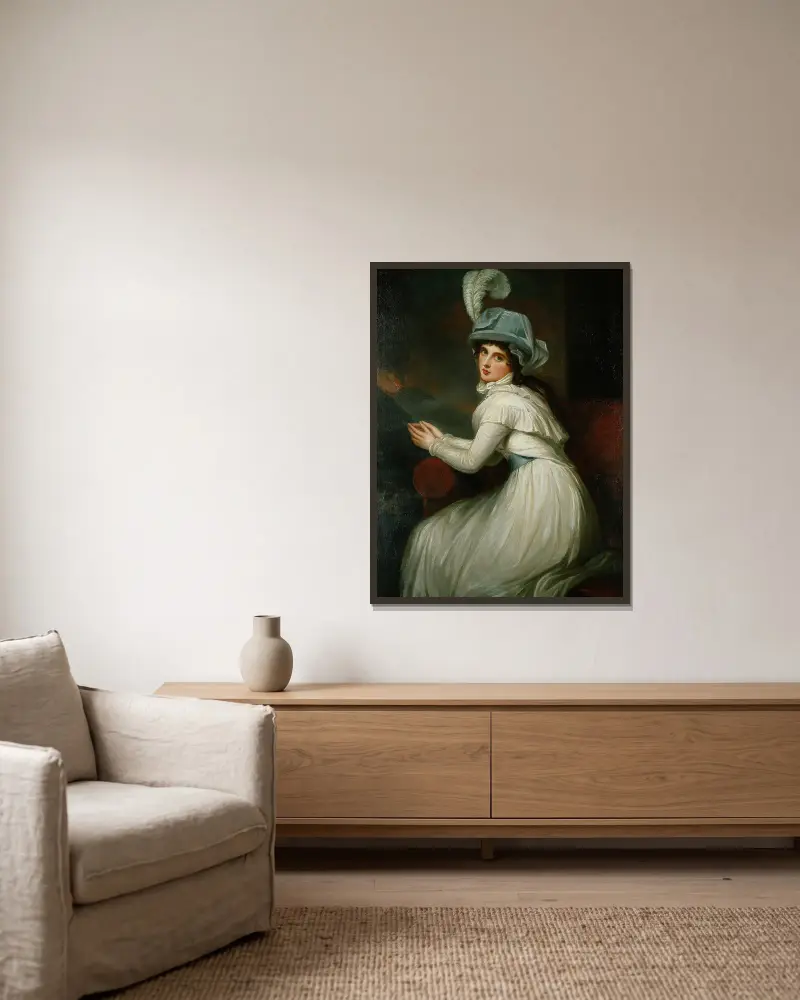 Lady Hamilton, George Romney v rámu na stěně