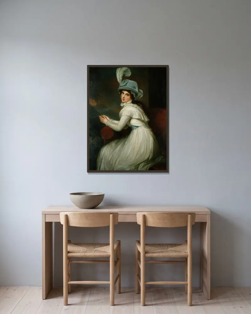 Lady Hamilton, George Romney v rámu na stěně
