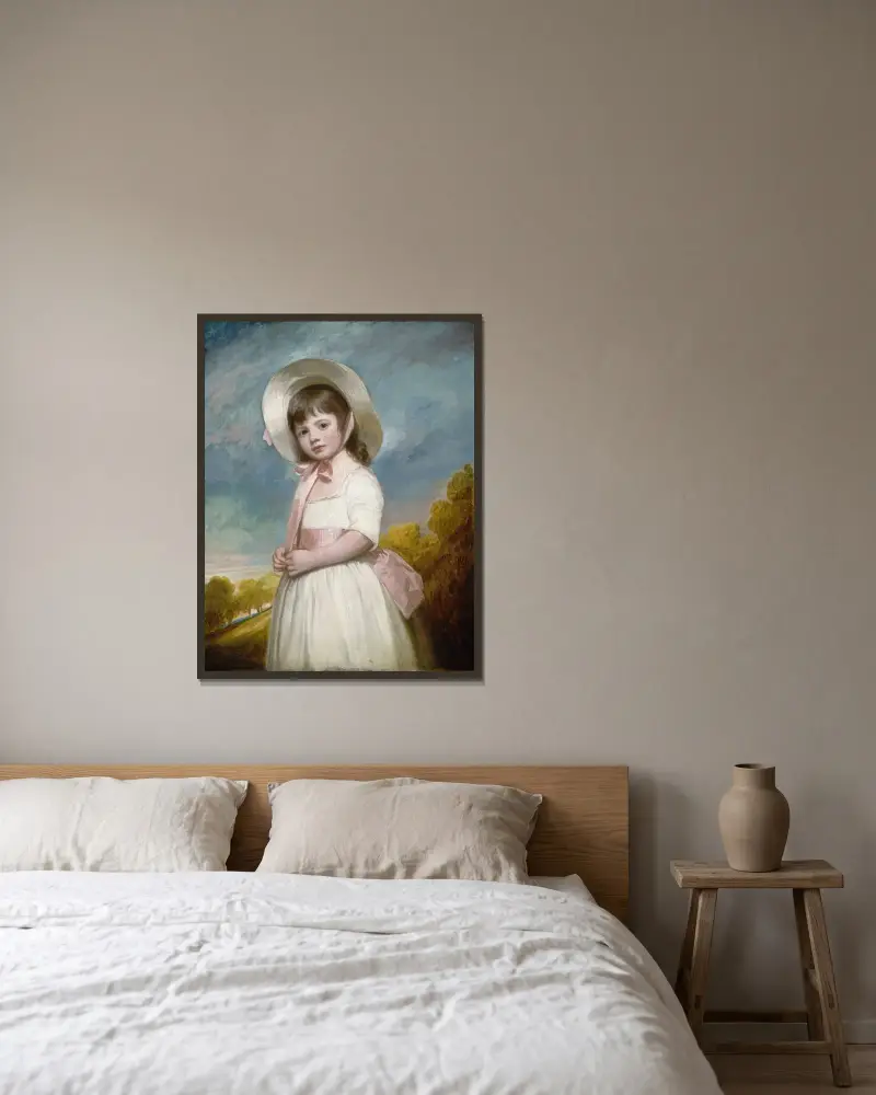Miss Juliana Willoughby av George Romney inramad på en vägg
