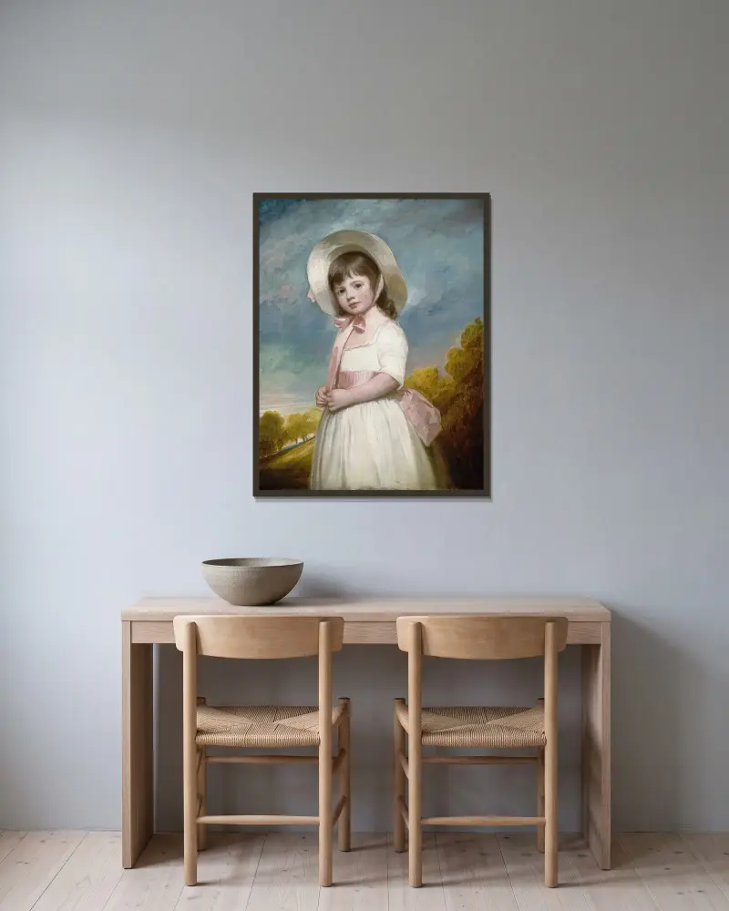 Miss Juliana Willoughby av George Romney inramad på en vägg