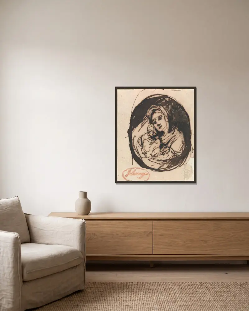 Mor och barn av George Romney inramad på en vägg