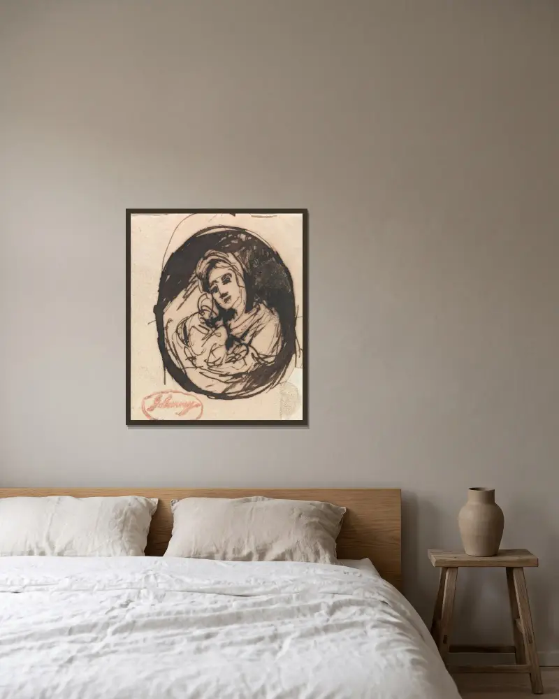 Mor och barn av George Romney inramad på en vägg