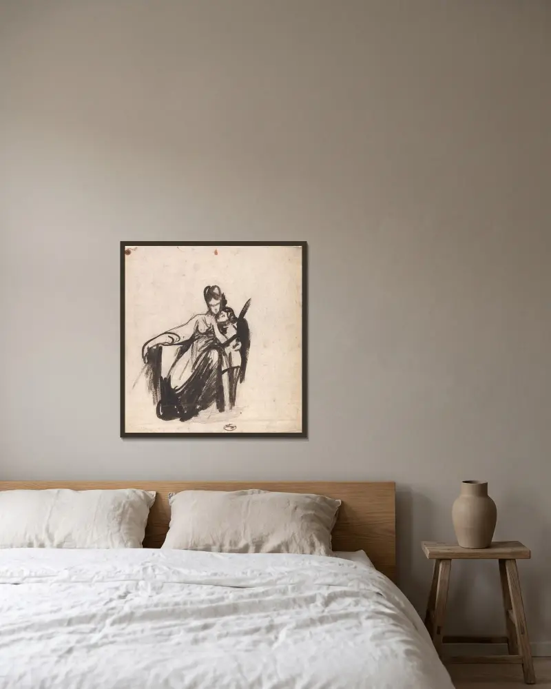 Mutter und Sohn von George Romney gerahmt an einer Wand