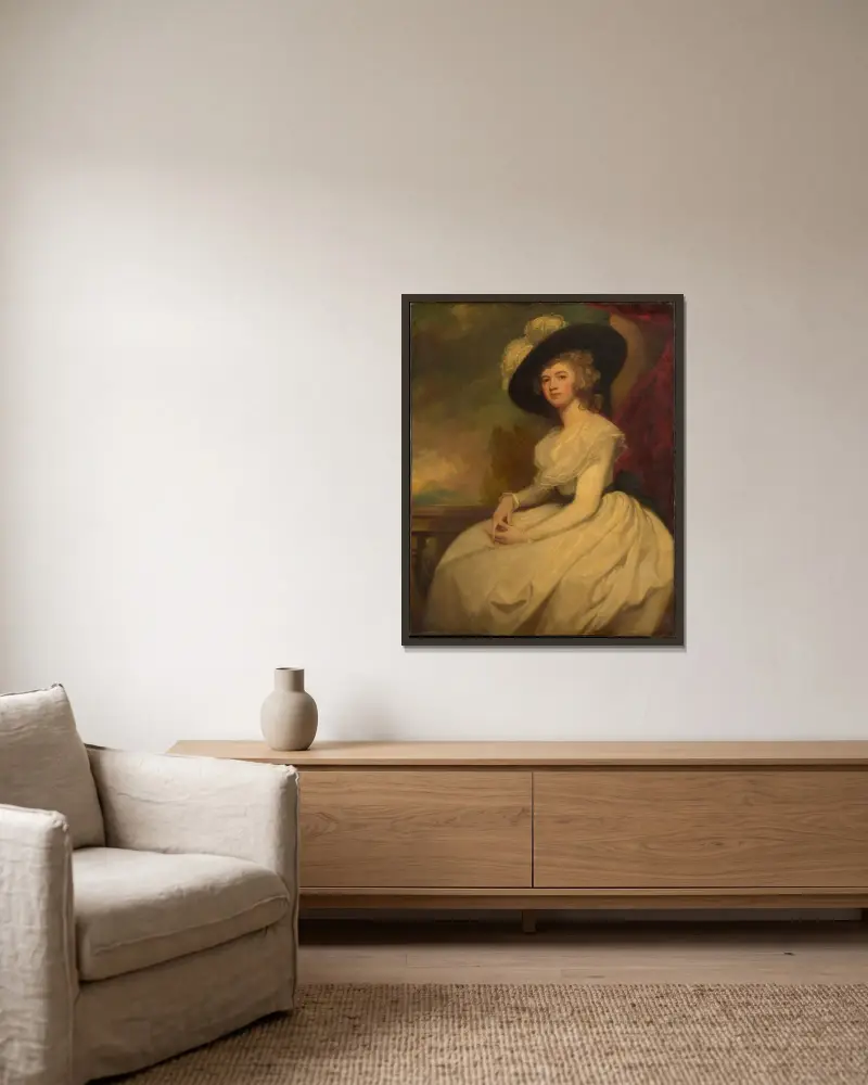 Mrs. Bryan Cooke av George Romney inramad på en vägg