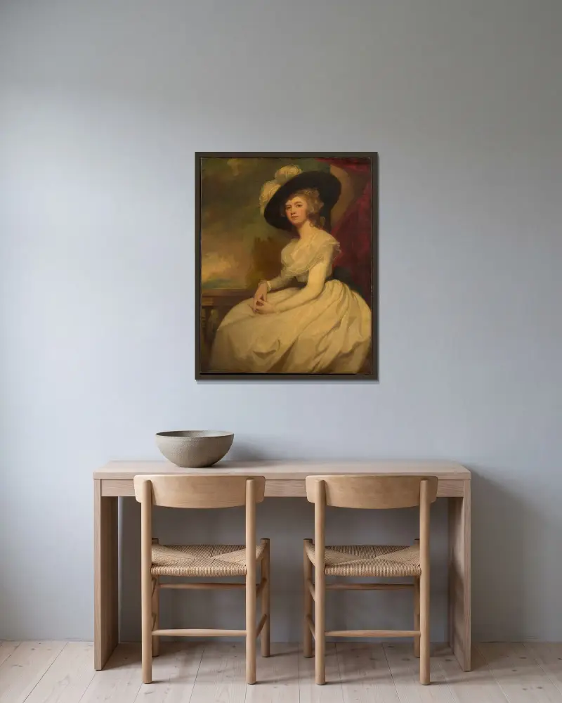 Mrs. Bryan Cooke av George Romney inramad på en vägg
