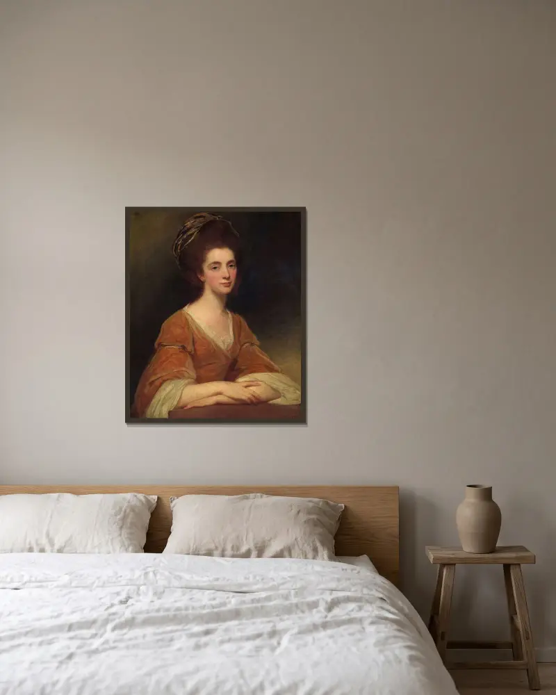 Mrs. Charles Frederick (Martha Rigden, died 1794) av George Romney inramad på en vägg