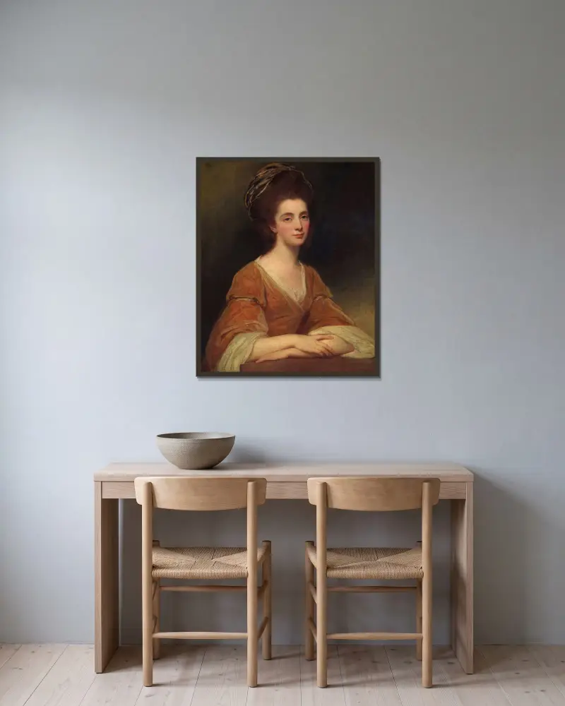 Mrs. Charles Frederick (Martha Rigden, died 1794) av George Romney inramad på en vägg