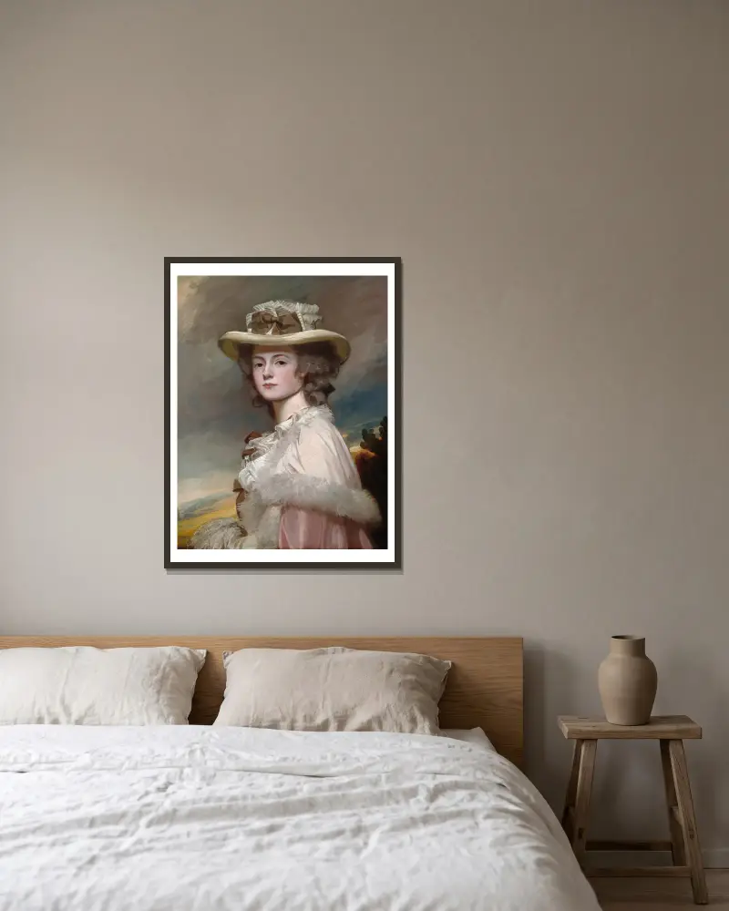 Mrs. Davies Davenport av George Romney inramad på en vägg