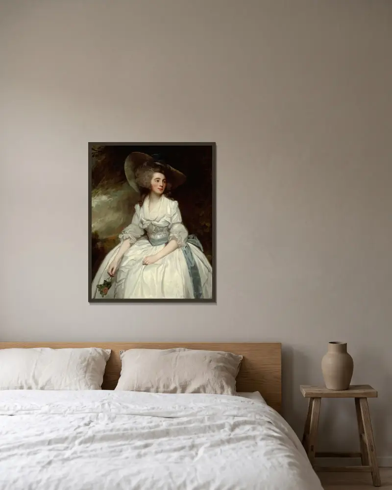 Mrs. Francis Russell av George Romney inramad på en vägg