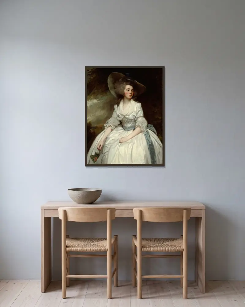 Mrs. Francis Russell av George Romney inramad på en vägg