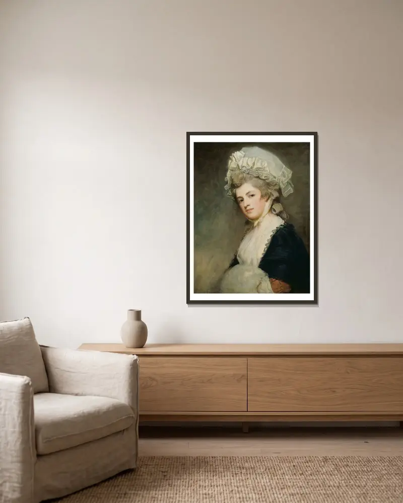 Mrs Mary Robinson von George Romney gerahmt an einer Wand