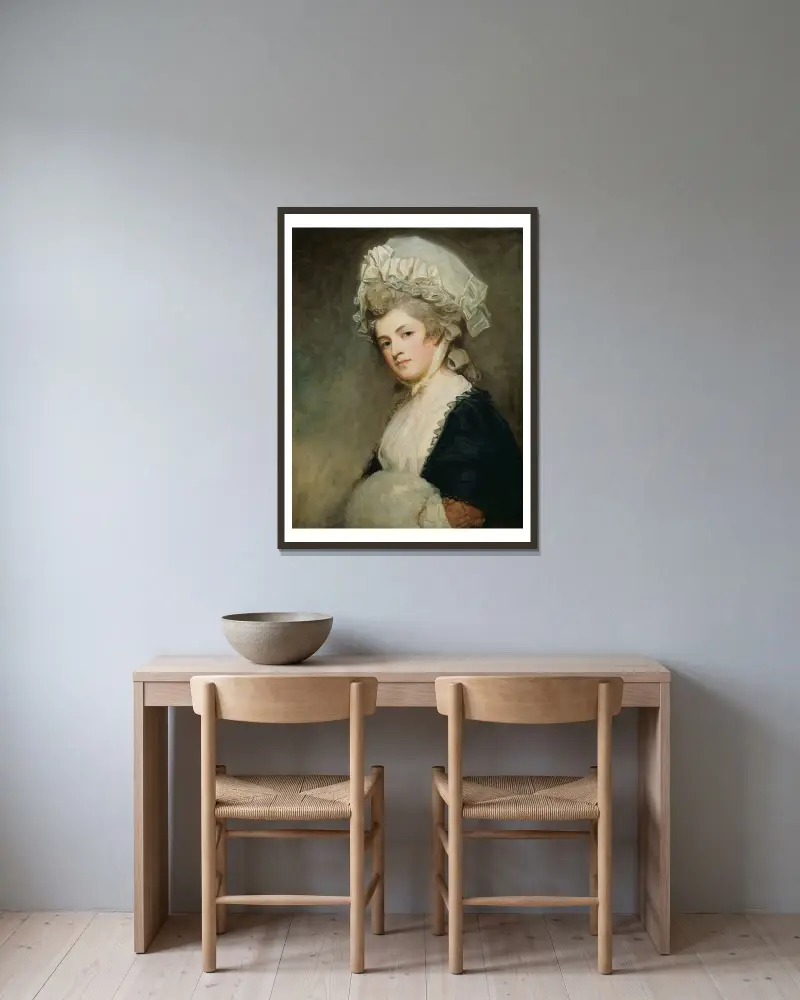 Mrs Mary Robinson von George Romney gerahmt an einer Wand