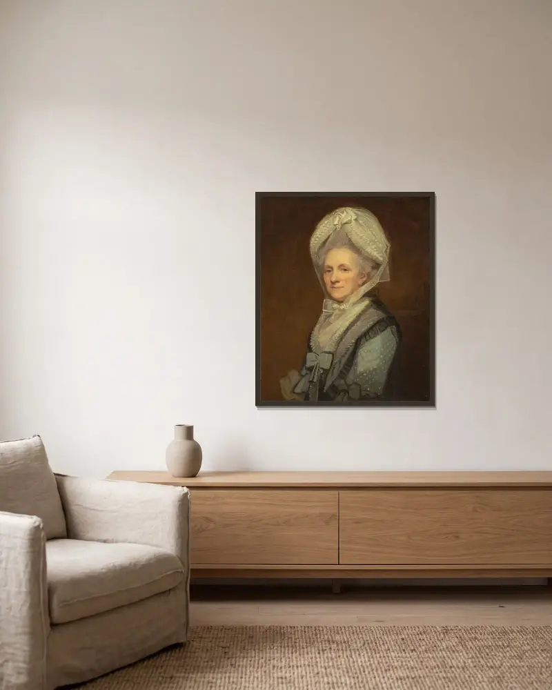Mrs. Thomas Phipps av George Romney inramad på en vägg