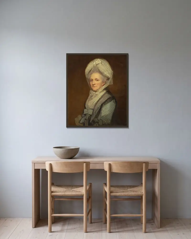 Mrs. Thomas Phipps av George Romney inramad på en vägg