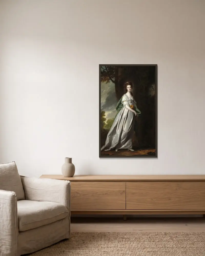 Mrs. Thomas Scott Jackson av George Romney inramad på en vägg
