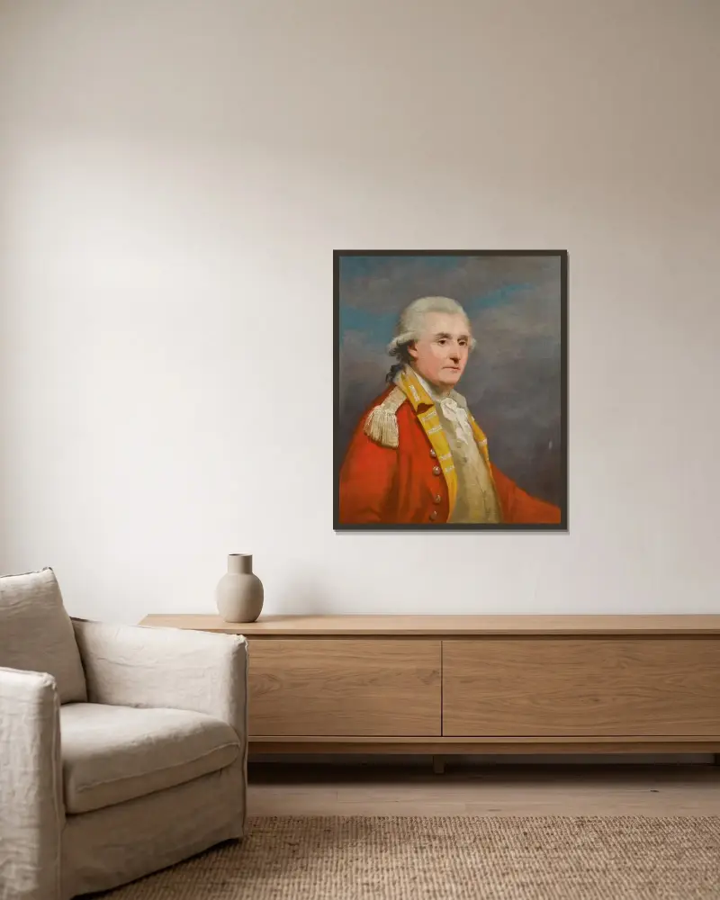 Porträtt av en gentleman av George Romney inramad på en vägg