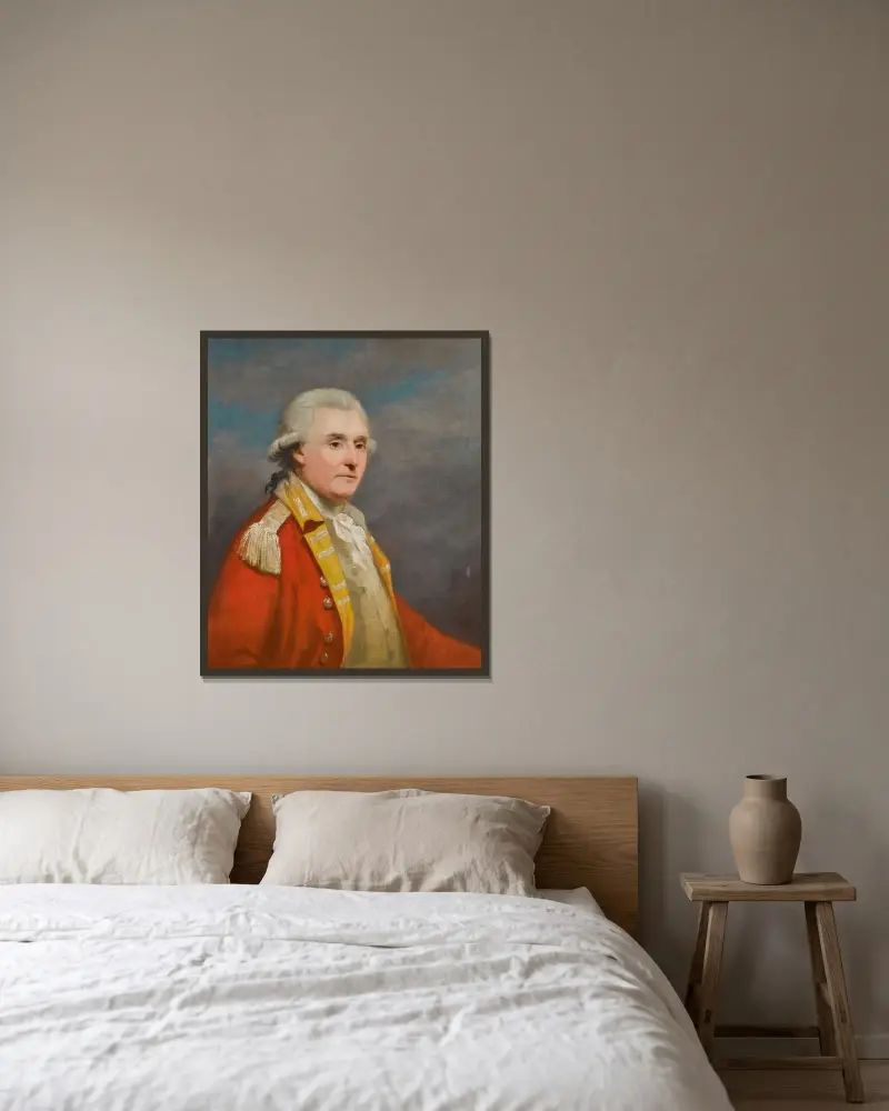 Porträtt av en gentleman av George Romney inramad på en vägg