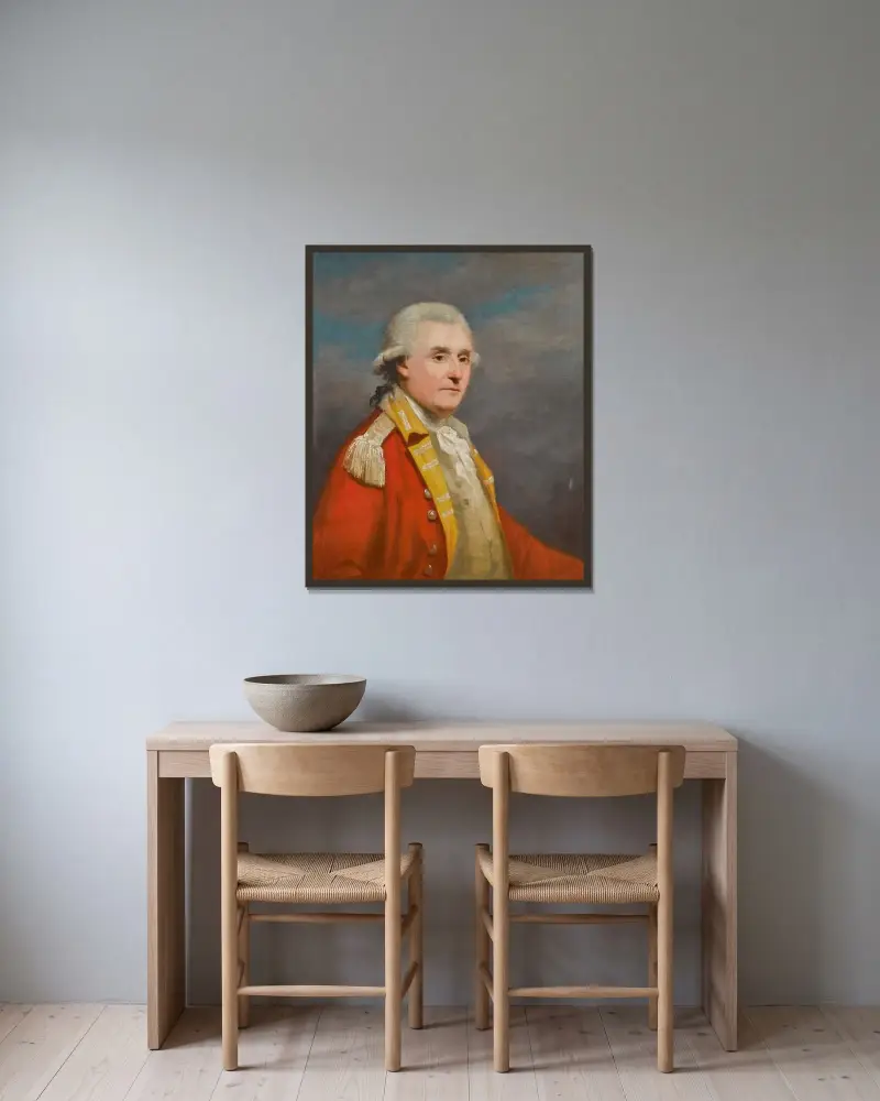 Porträtt av en gentleman av George Romney inramad på en vägg