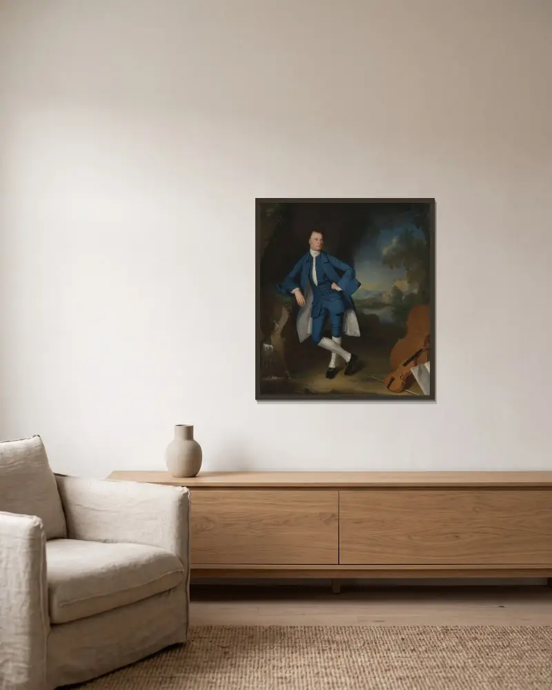 Porträtt av en man av George Romney inramad på en vägg