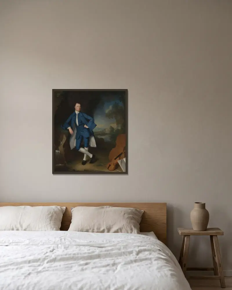 Porträtt av en man av George Romney inramad på en vägg