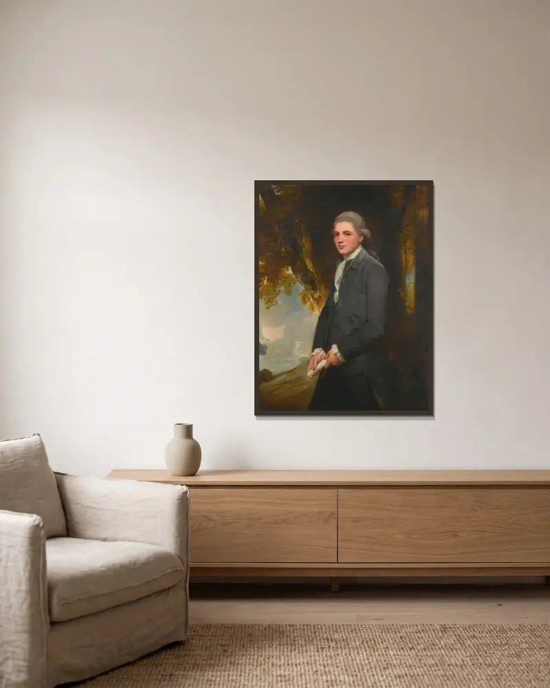 Portrait Of John Redhead av George Romney inramad på en vägg