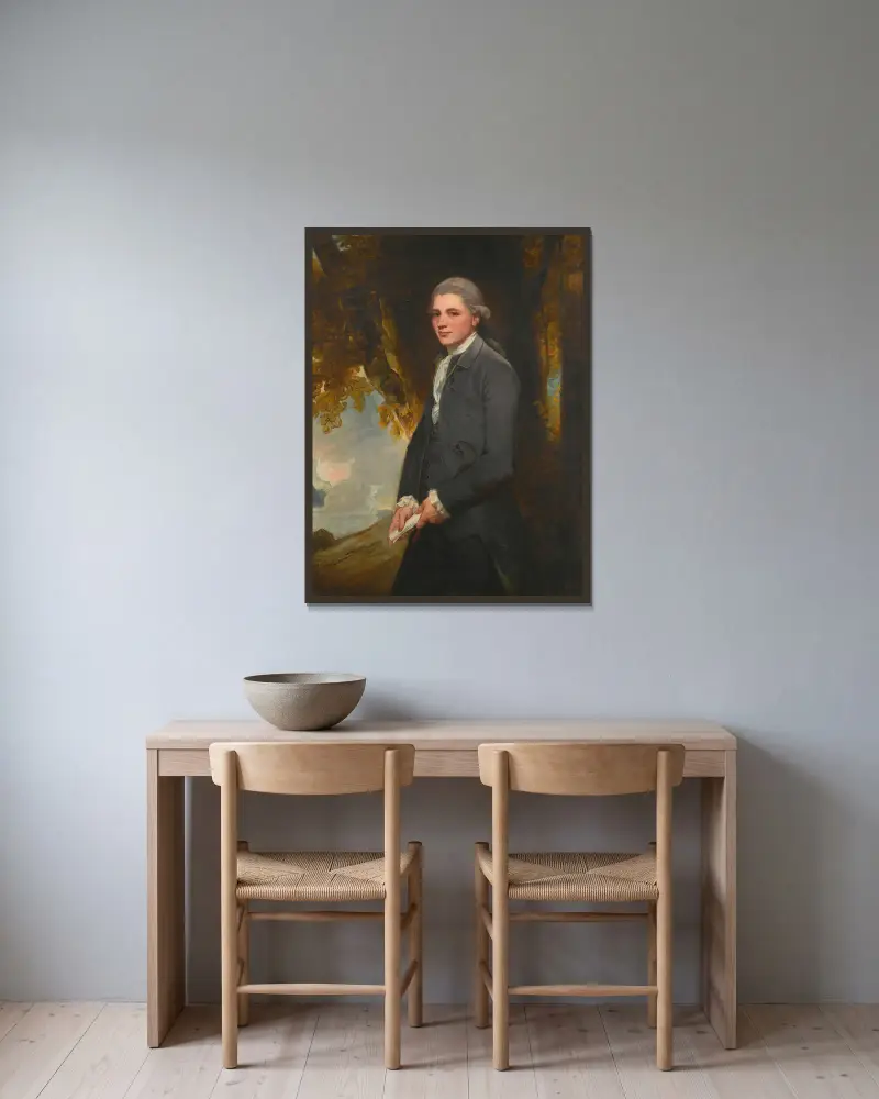 Portrait Of John Redhead av George Romney inramad på en vägg