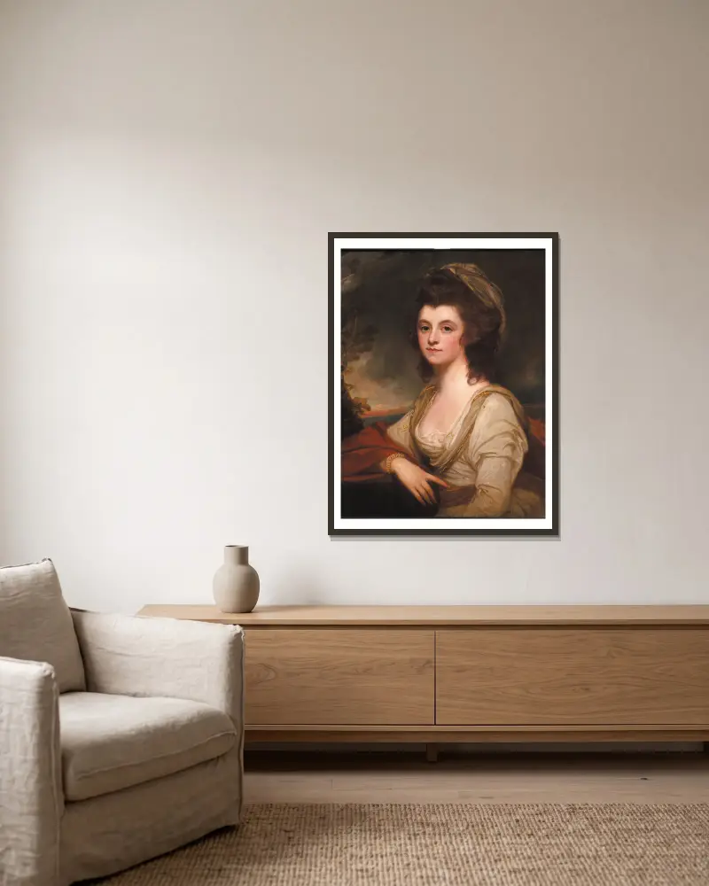 Portrait of Lady Bentinck av George Romney inramad på en vägg