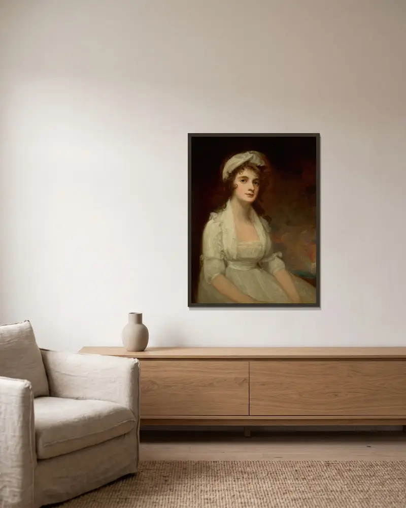 Portrait Of Miss Elizabeth Tighe (1774 -1857), Half-Length, Wearing A White Dress av George Romney inramad på en vägg