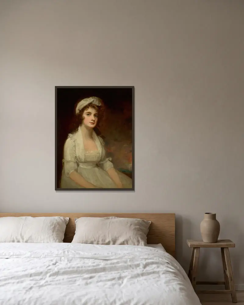 Portrait Of Miss Elizabeth Tighe (1774 -1857), Half-Length, Wearing A White Dress av George Romney inramad på en vägg