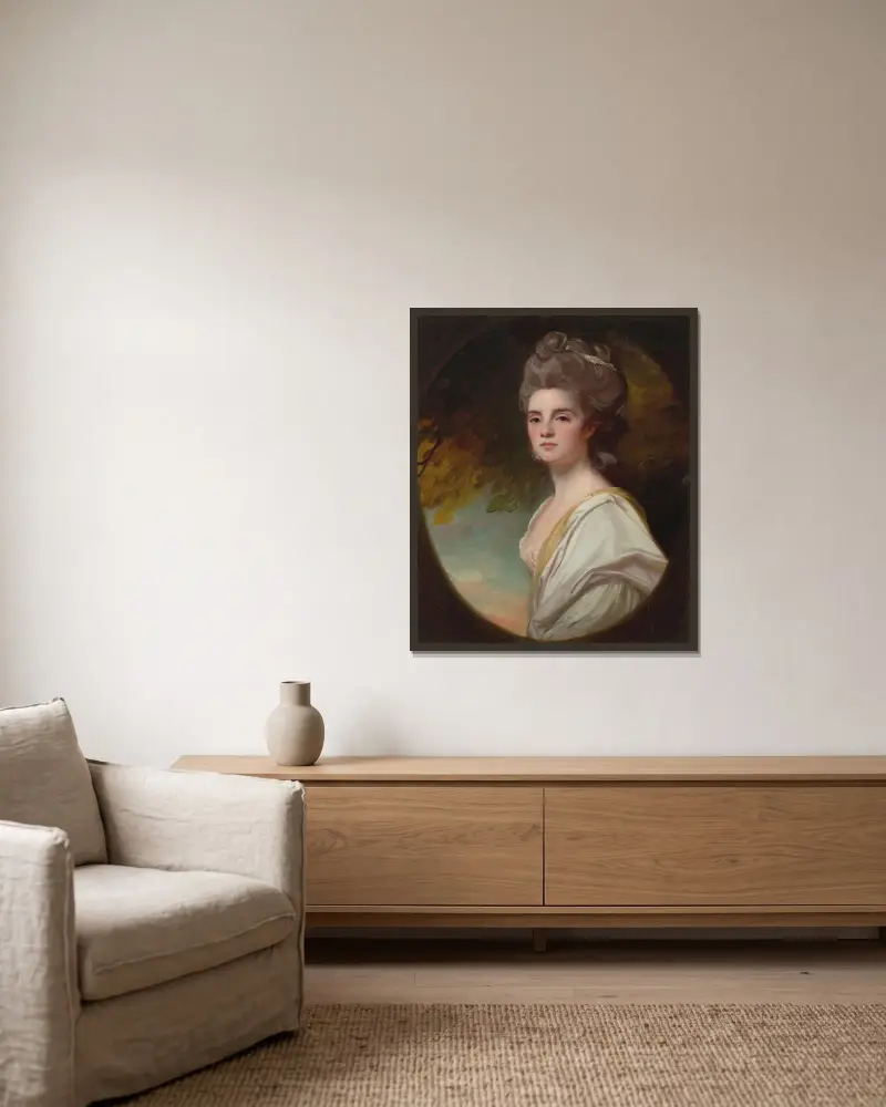 Porträtt av miss Williams av George Romney inramad på en vägg