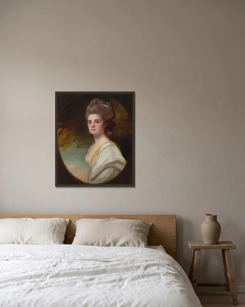 Porträtt av miss Williams av George Romney inramad på en vägg