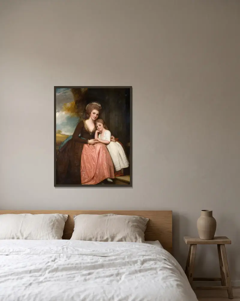 Porträtt av Mrs Bracebridge och hennes dotter Mary av George Romney inramad på en vägg