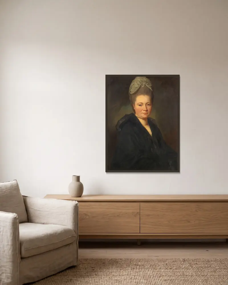Portrait Of Mrs. Marie-Jean Gomm av George Romney inramad på en vägg