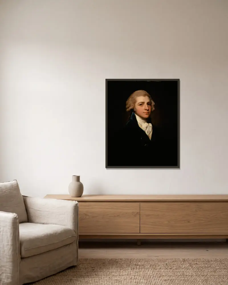 Portrait of Richard Palmer av George Romney inramad på en vägg