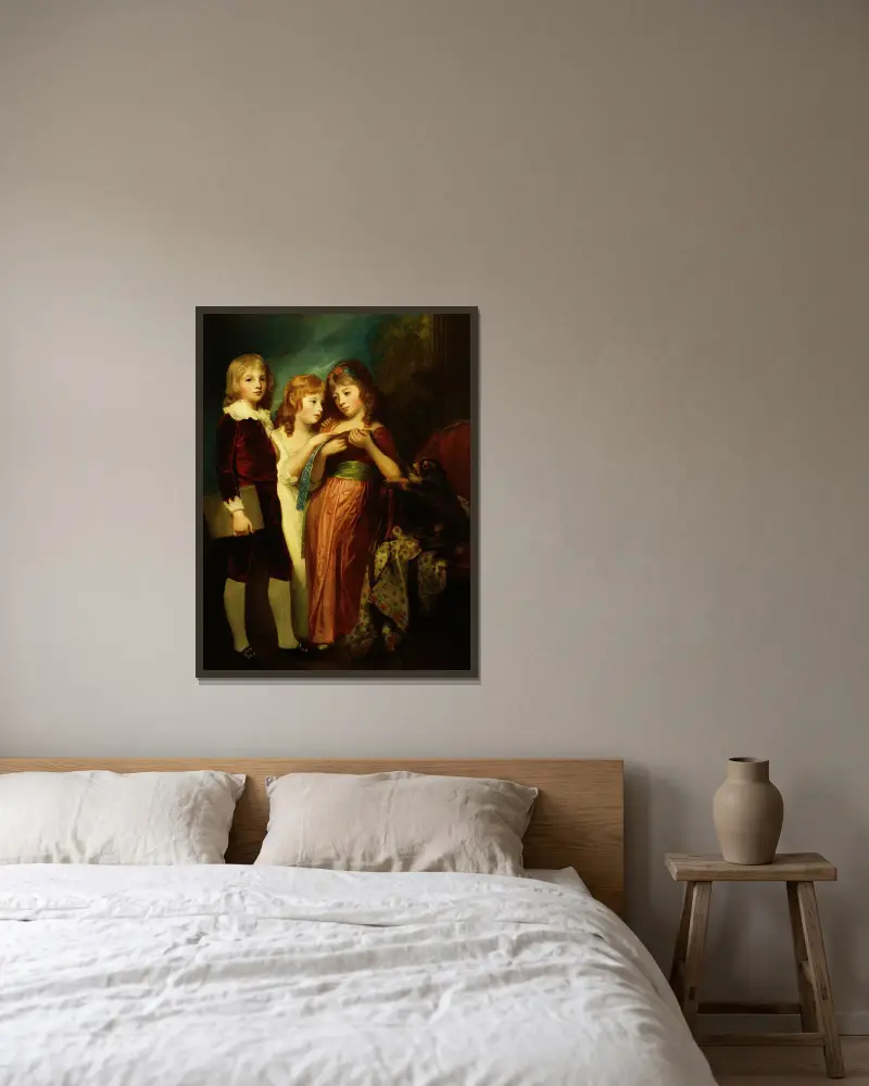 Die Hartley-Kinder von George Romney gerahmt an einer Wand