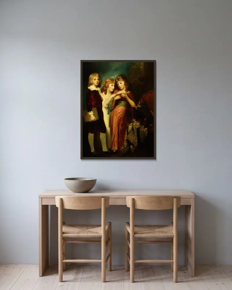 Die Hartley-Kinder von George Romney gerahmt an einer Wand