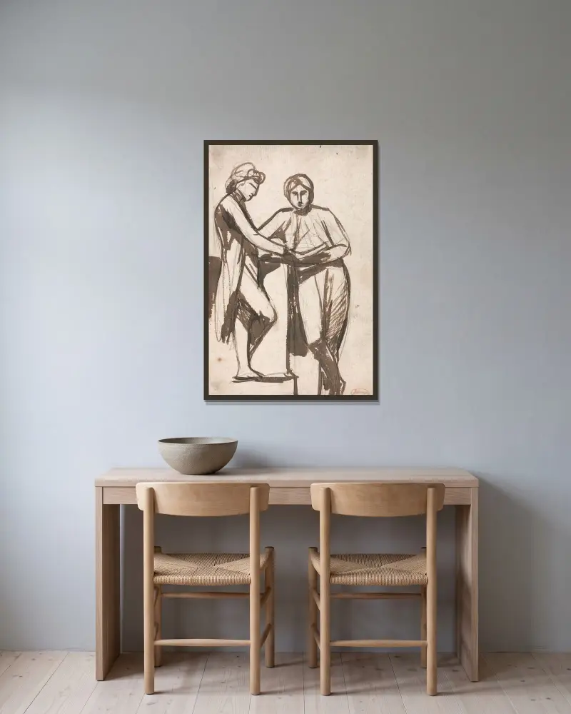 Tom Hayley and William Meyer av George Romney inramad på en vägg