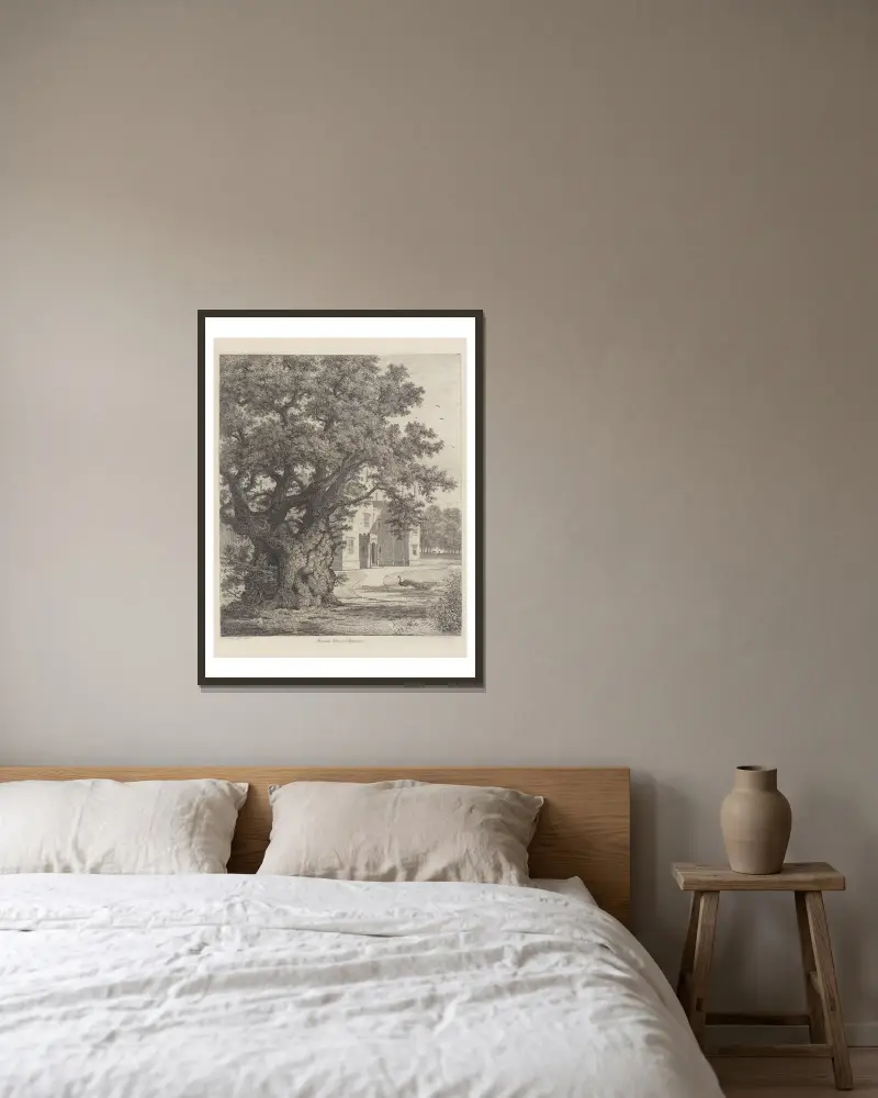 Ulme bei Checquers von Jacob George Strutt gerahmt an einer Wand