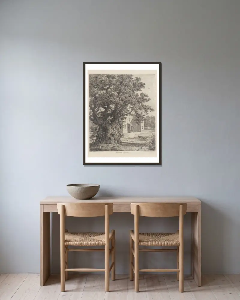 Ulme bei Checquers von Jacob George Strutt gerahmt an einer Wand