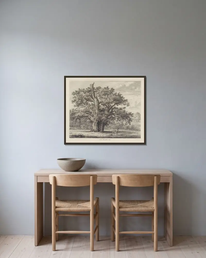 Queen Elizabeth's Oak von Jacob George Strutt gerahmt an einer Wand