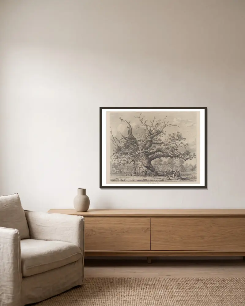 Die Cowthorpe-Eiche von Jacob George Strutt gerahmt an einer Wand