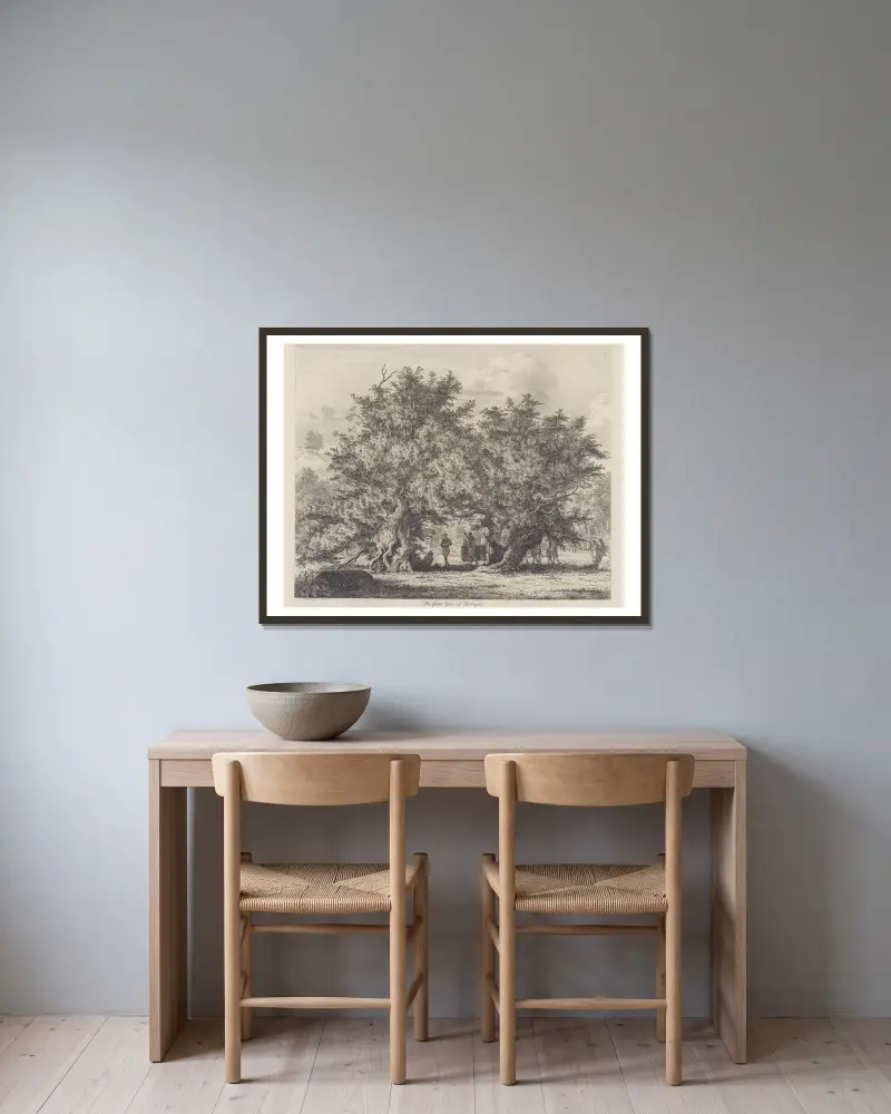 Die Eibe von Fortingal von Jacob George Strutt gerahmt an einer Wand