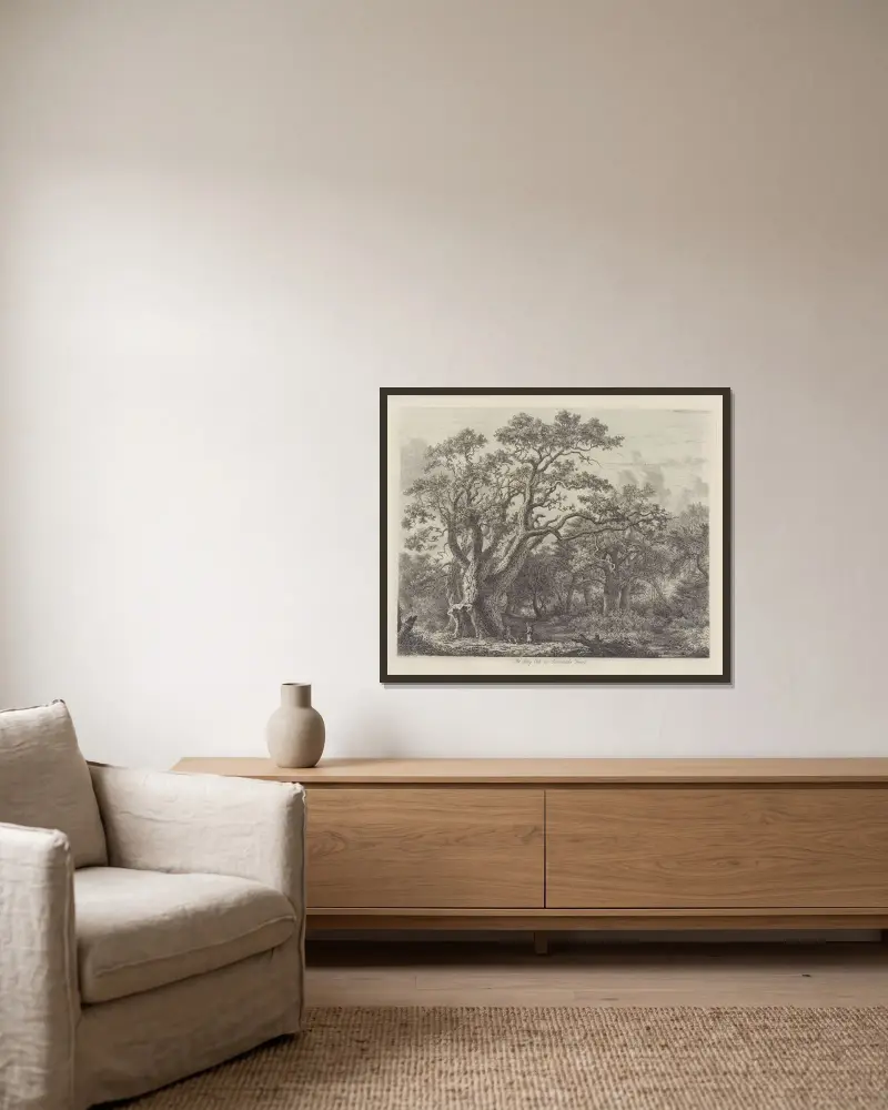 The King Oak In Savernake Forest av Jacob George Strutt inramad på en vägg
