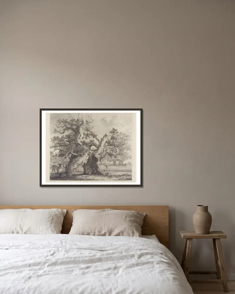 Die Eiche im Salcey Forest von Jacob George Strutt gerahmt an einer Wand