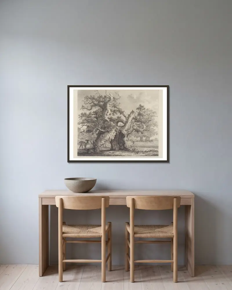 Die Eiche im Salcey Forest von Jacob George Strutt gerahmt an einer Wand