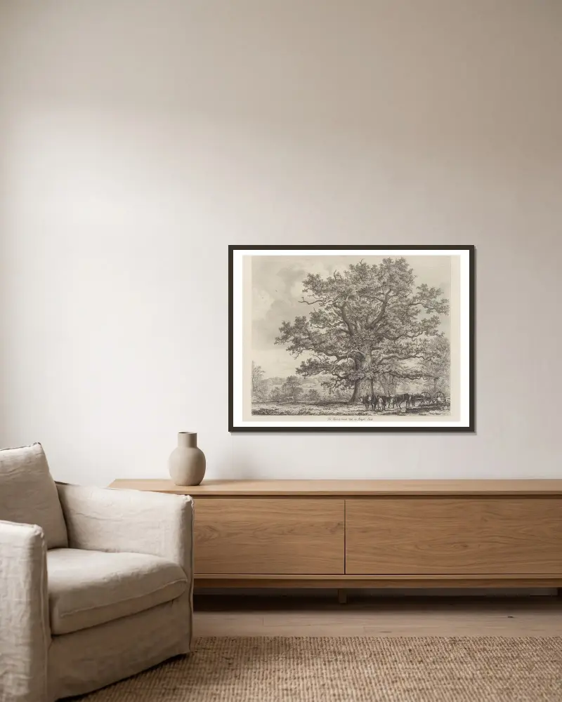 Die Squitch-Bank-Eiche von Jacob George Strutt gerahmt an einer Wand