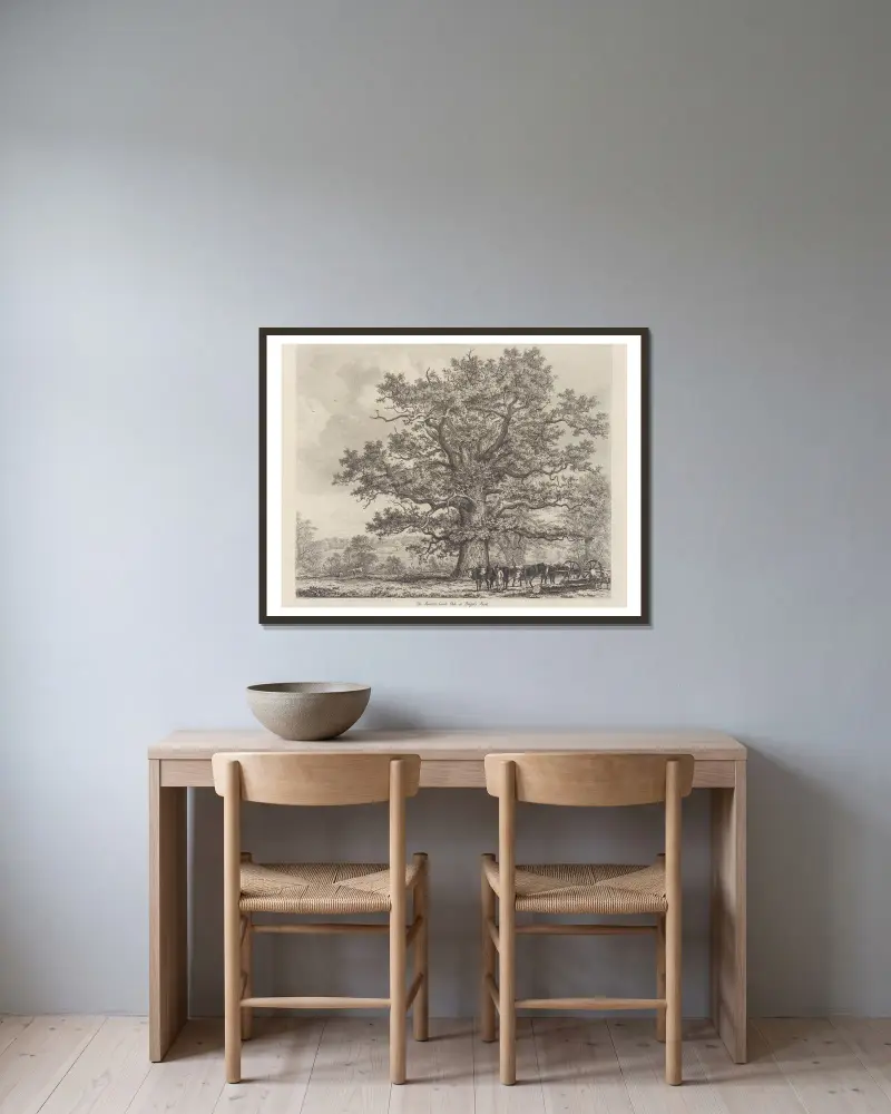 Die Squitch-Bank-Eiche von Jacob George Strutt gerahmt an einer Wand