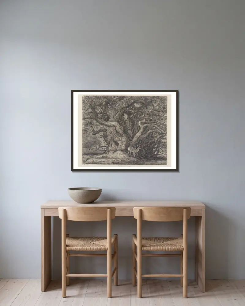 Die Kastanie von Tortworth von Jacob George Strutt gerahmt an einer Wand