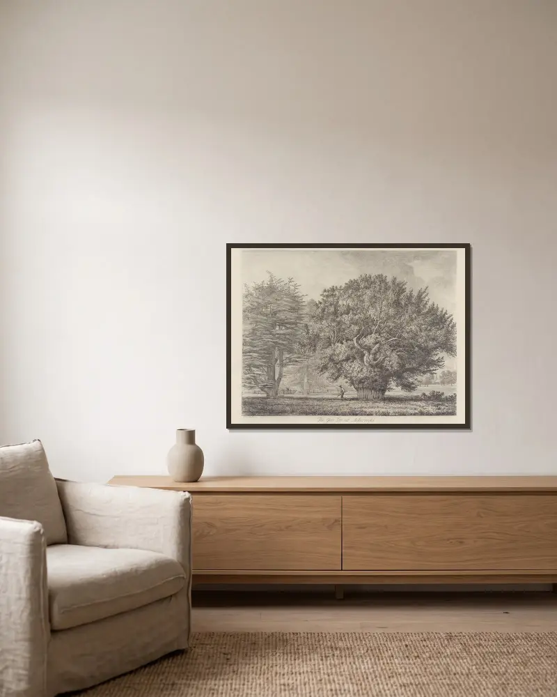 The Yew Tree at Ankerwyke av Jacob George Strutt inramad på en vägg