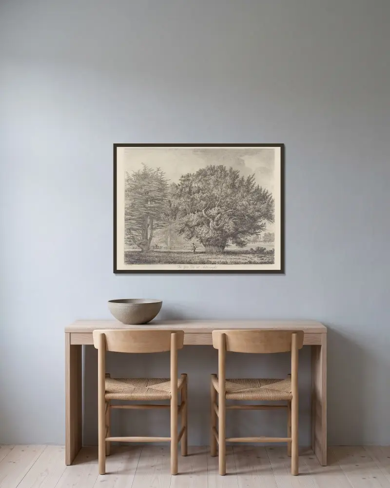 The Yew Tree at Ankerwyke av Jacob George Strutt inramad på en vägg